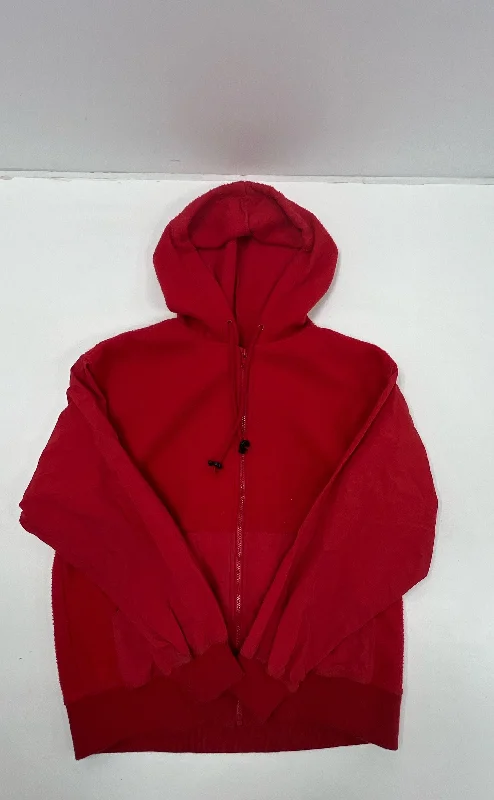 On Your Mark Red Fleece Jacket Women's Size Small Satin Fabric Silk Fabric Chiffon Fabric