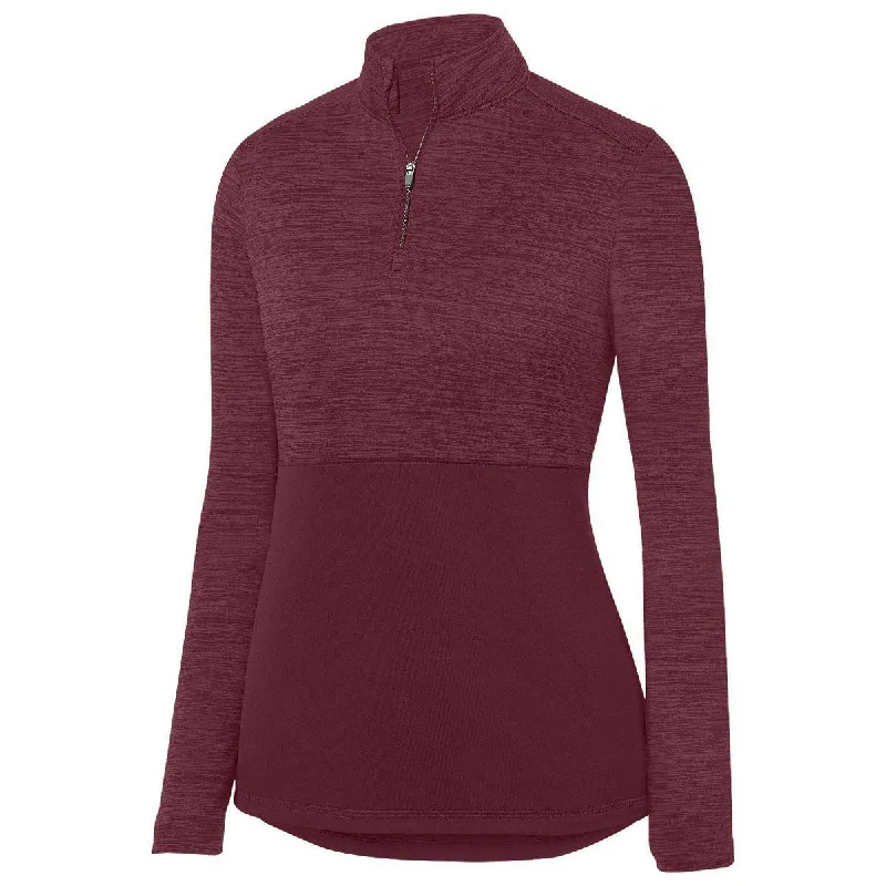 Augusta Women's Maroon Shadow Tonal Heather Quarter Zip Pullover Turtleneck Warm Pullover Augusta Women's Maroon Shadow Tonal Heather Quarter Zip Pullover Turtleneck Warm Pullover