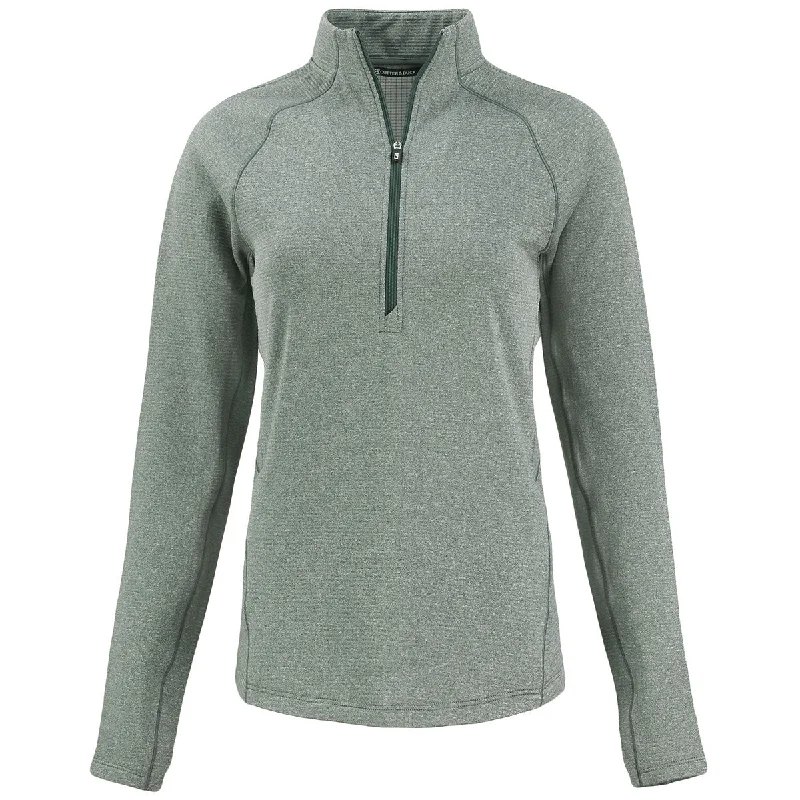 Cutter & Buck Women's Hunter Heather Peshastin Eco Recycled Half Zip Pullover Elbow Length Sleeve Cutter & Buck Women's Hunter Heather Peshastin Eco Recycled Half Zip Pullover Elbow Length Sleeve