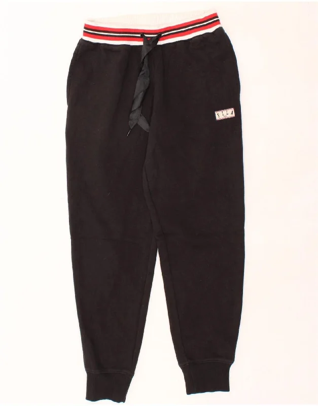 FILA Womens Tracksuit Trousers Joggers UK 10 Small Black Cotton Trousers Fall Fleece