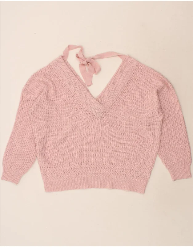 MISS SELFRIDGE Womens Oversized V-Neck Jumper Sweater UK 16 Large Pink Thin Thick Dense MISS SELFRIDGE Womens Oversized V-Neck Jumper Sweater UK 16 Large Pink Thin Thick Dense
