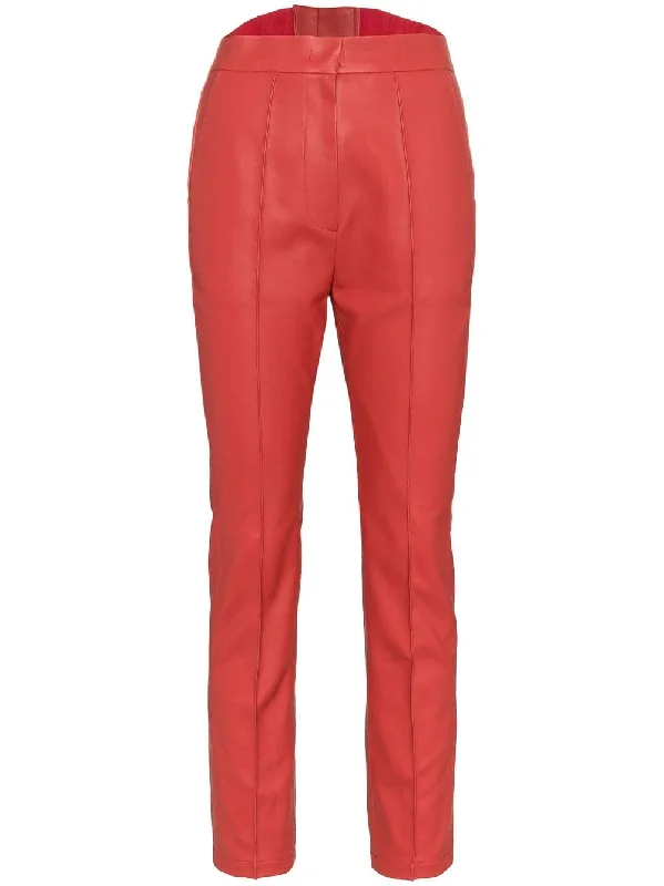 high waisted cropped faux leather trousers Trousers Seasonal Trendy