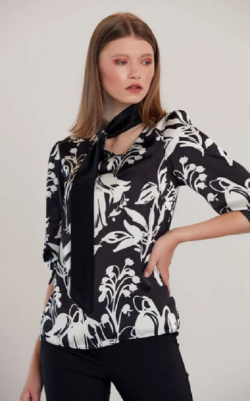 Love And Joy London Shawl Detailed Black And White Floral Stylish Pashmina Shawl Wrap