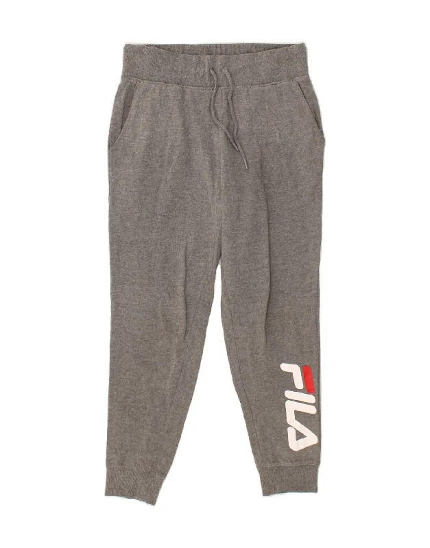 FILA Womens Graphic Tracksuit Trousers Joggers UK 12 Medium  Grey Cotton Trousers Business Professional