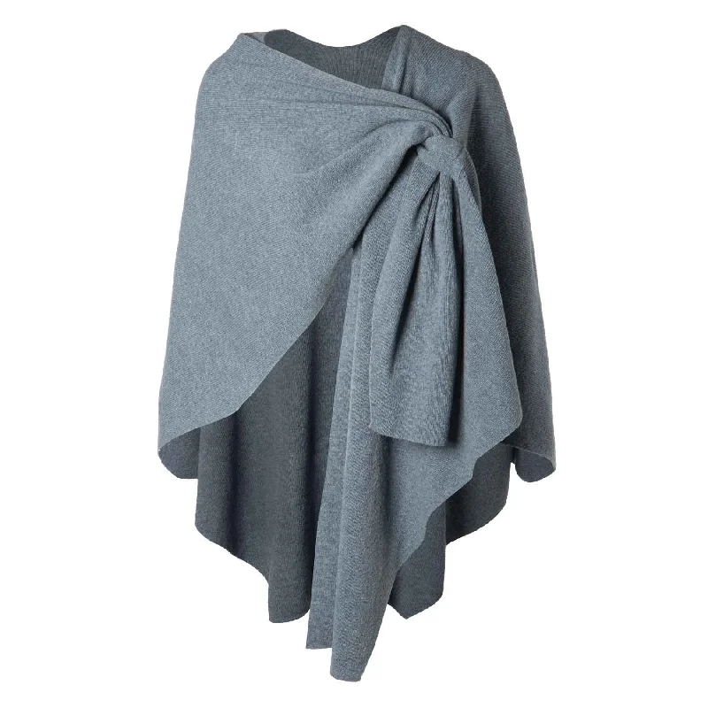 Lambswool Draped Shawl- Denim Blue Elegant Silk Shawl Wrap