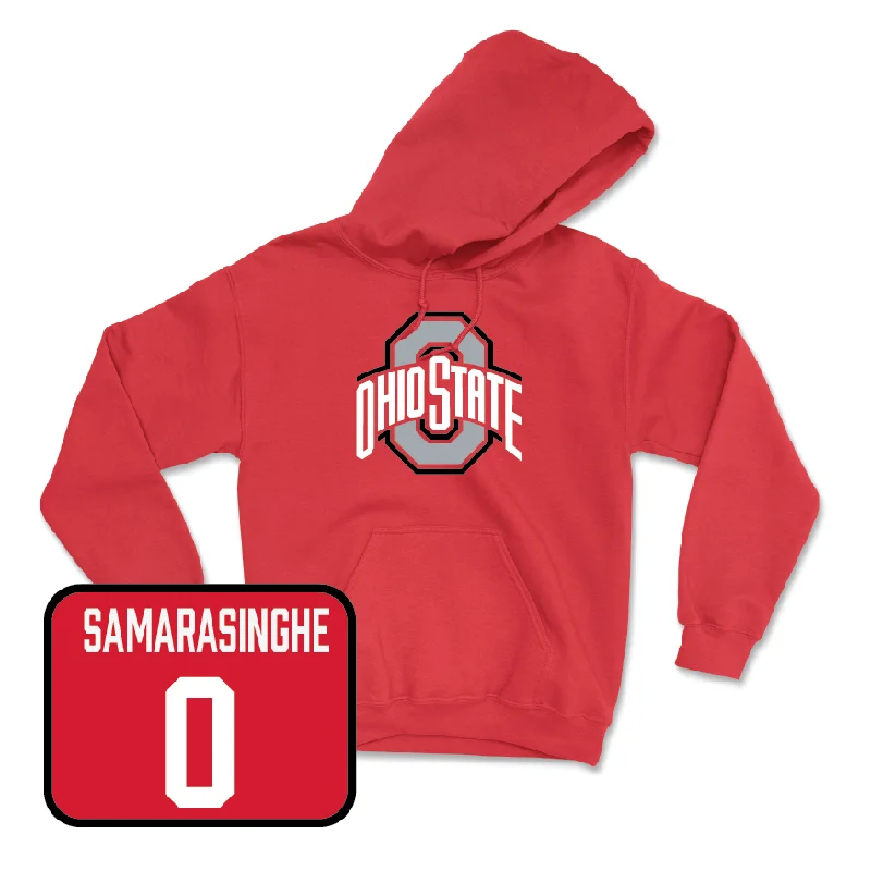 Red Women's Lacrosse Team Hoodie  - Camille Samarasinghe Hoodie with Front Slit Layering Stylish