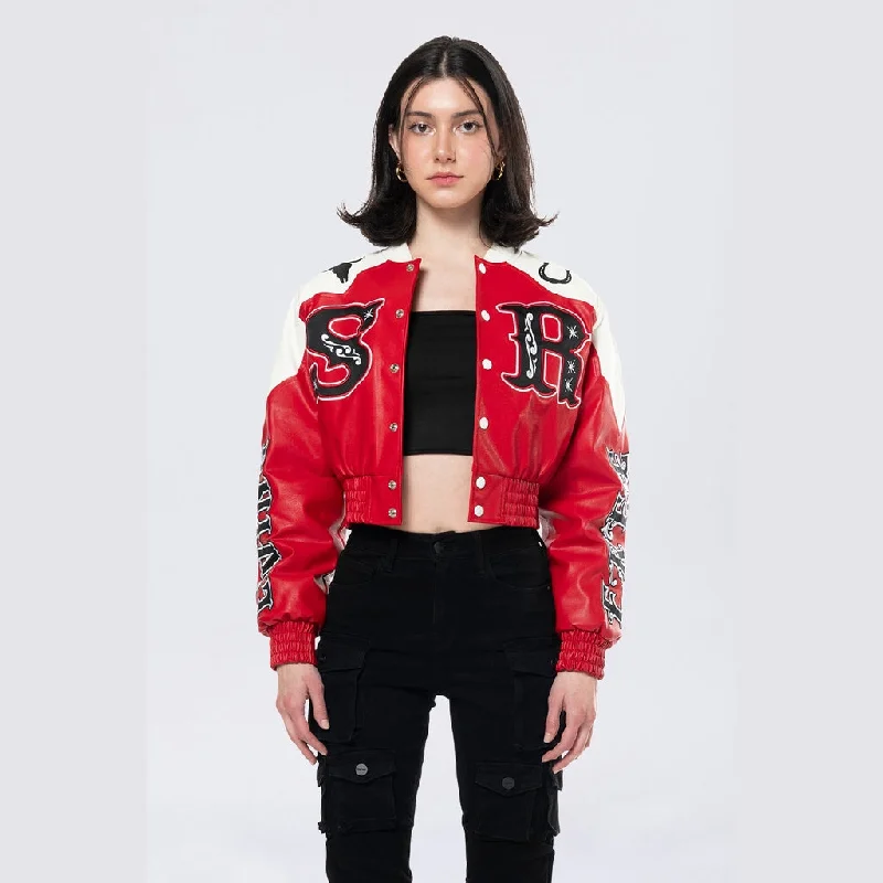 Relaxed Rodeo Cropped Jacket - True Red Mesh Jacket Canvas Jacket Denim Jacket
