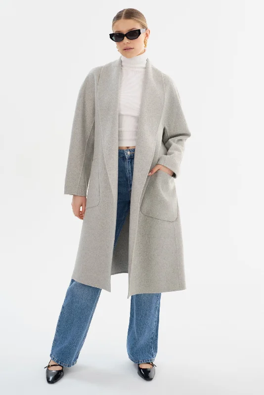 THARA | Shawl Collar Wool Coat Stylish Wool Shawl Wrap