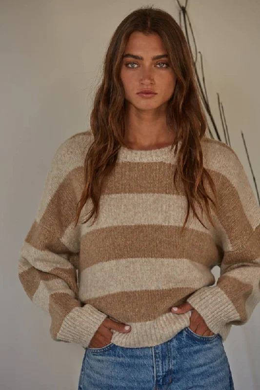 BRIENNE PULLOVER: Natural Taupe Wide Sleeve Pullover