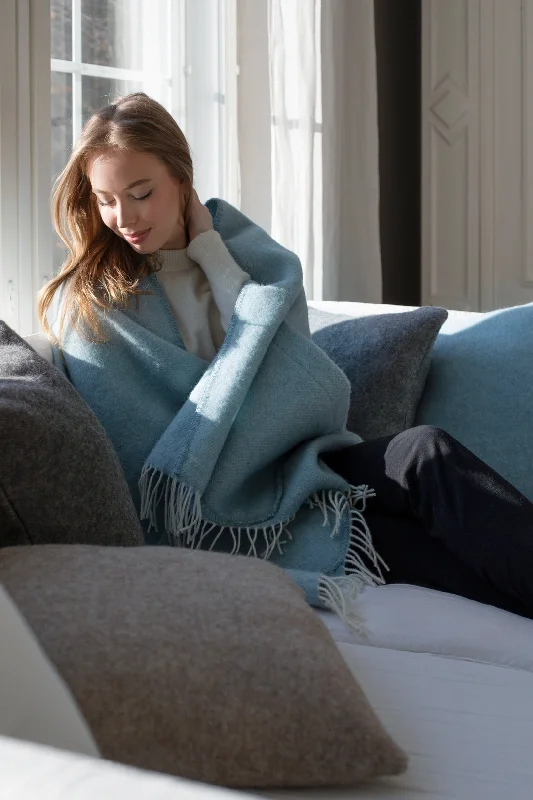 Lapuan Kankurit Arvo Pocket Shawl Dyed Woad Stylish Oversized Wool Shawl