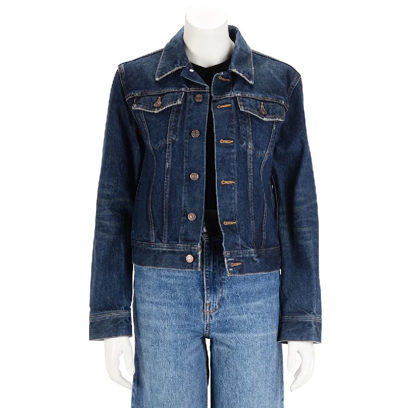 Celine Classic Dark Denim Jacket XS Lace Jacket Ribbed Jacket Sequined Jacket