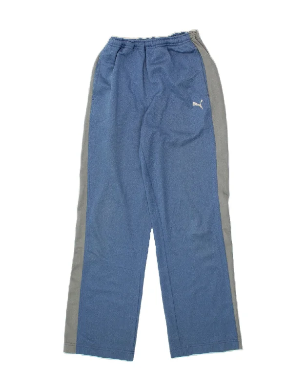 PUMA Womens Tracksuit Trousers UK 10 Small Blue Colourblock Polyester Trousers chic fashionable