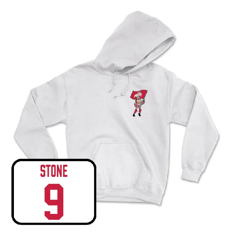 Women's Lacrosse White Brutus Hoodie - Kampbell Stone Hoodie with Hem Raw Edge Edgy Unfinished