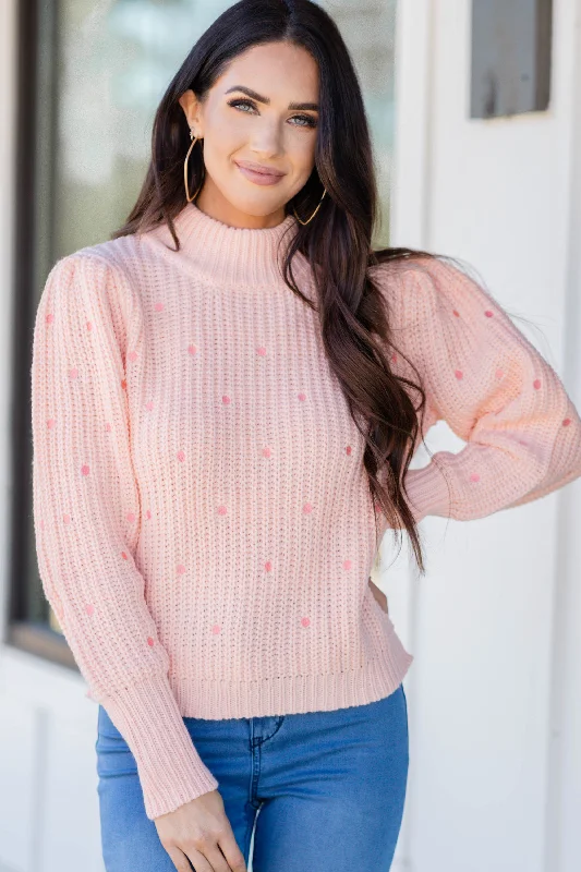 Give You Everything Pink Polka Dot Sweater Houndstooth Herringbone Solid