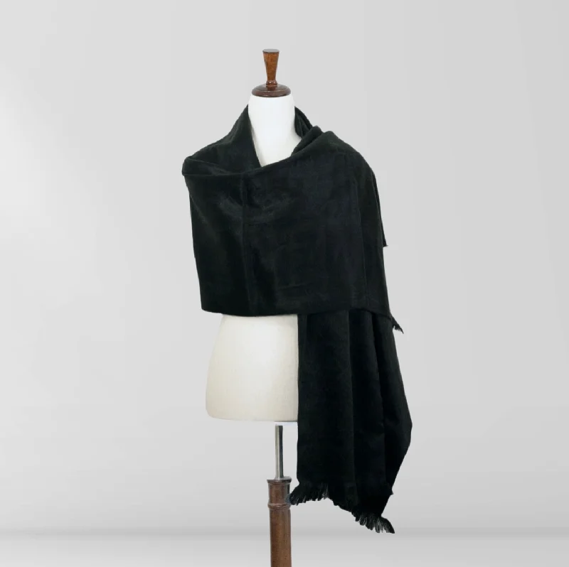 Paloma - Alpaca Wool Black Shawl Classic Lace Shawl Wrap