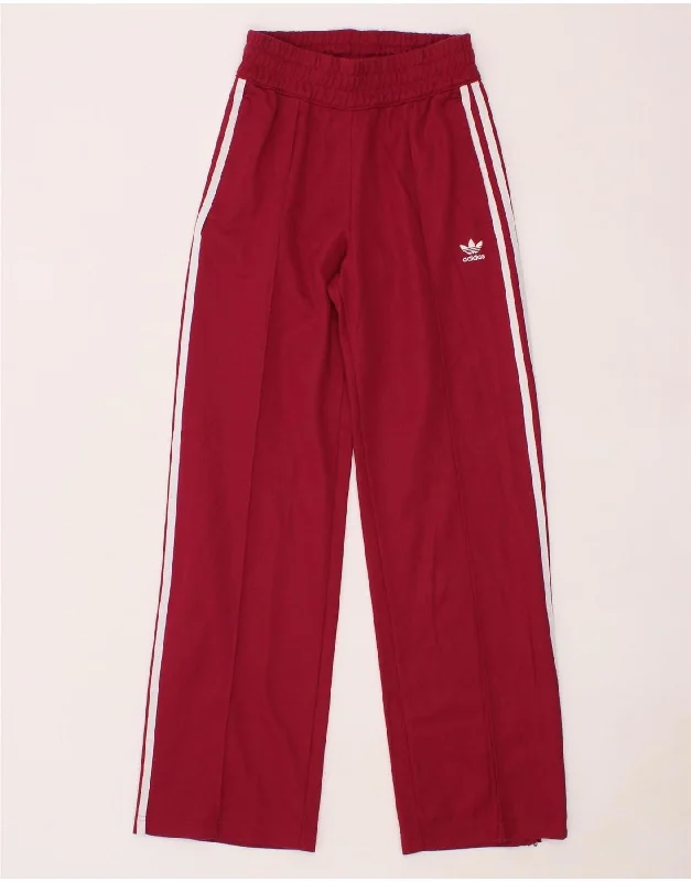 ADIDAS Womens Tracksuit Trousers UK 6 XS Red Cotton Trousers stylish modern