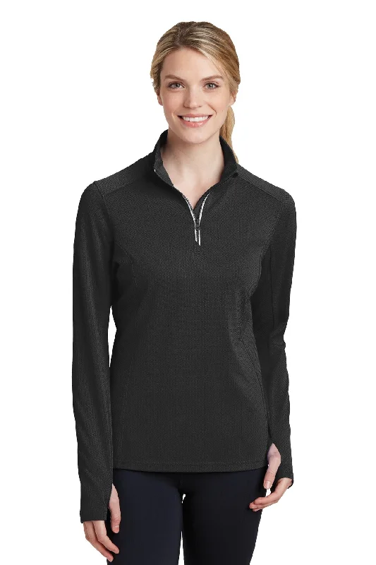 Sport-Tek Ladies Sport-Wick Textured 1/4-Zip Pullover Square Neck Pullover