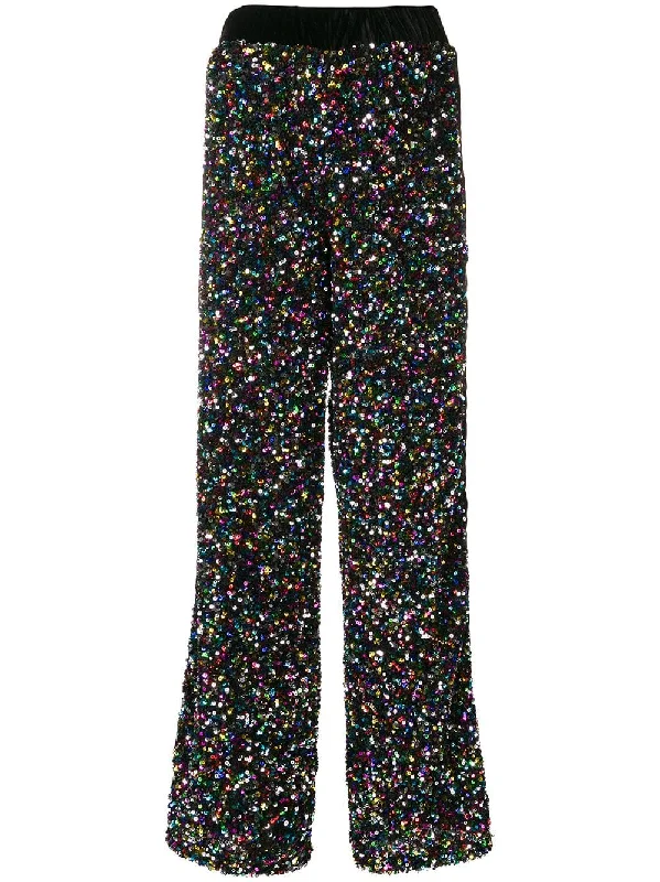 sequinned flared trousers Trousers Bridal Satin