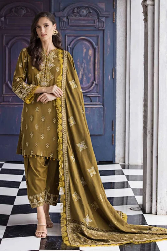 Gul Ahmed 3PC Embroidered Pashmina Unstitched Suit with Embroidered Pashmina Shawl AP-32073 Fashionable Shawl with Fringe
