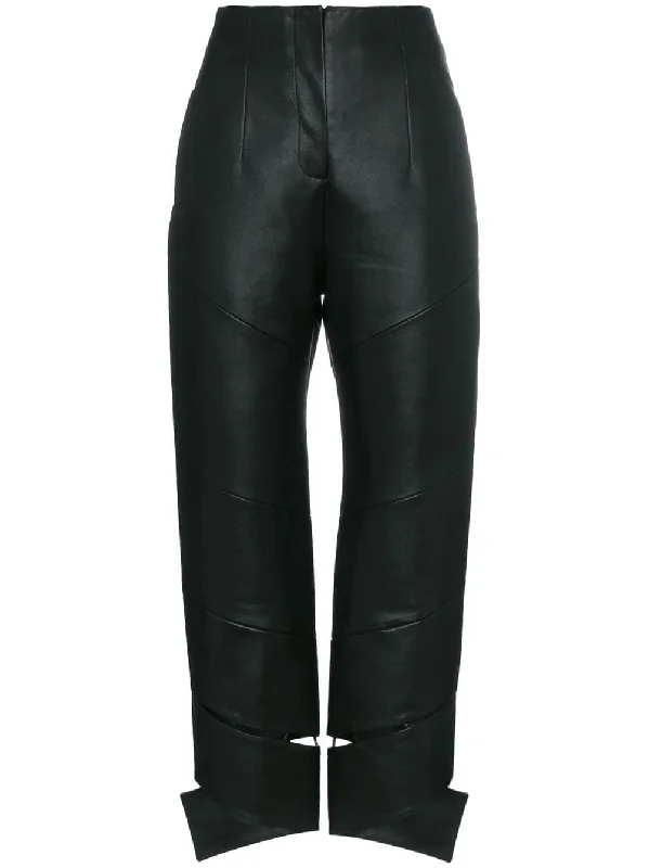 High-Waisted Faux Leather Trousers Trousers Trousers Formal