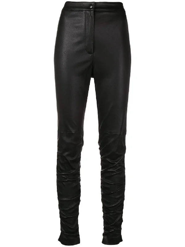 ruched leather trousers Trousers Leather Faux