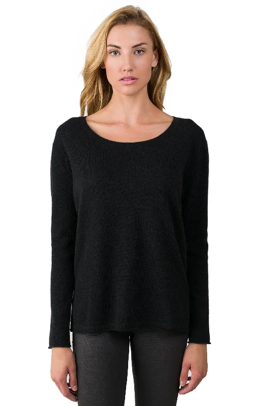 J CASHMERE Women's 100% Cashmere Dolman Sleeve Pullover High Low Sweater Toggled Drawstring Belted