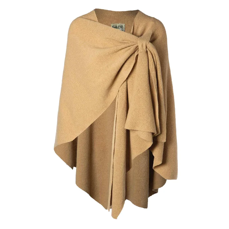 Lambswool Draped Shawl- Camel Chic Floral Print Shawl