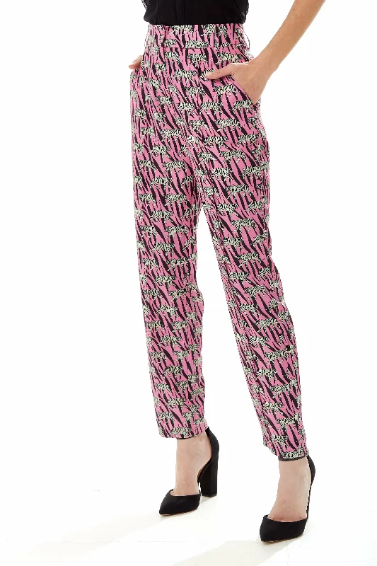 Liquorish Mixed Animal Print Trousers In Purple Trousers Floral Bohemian