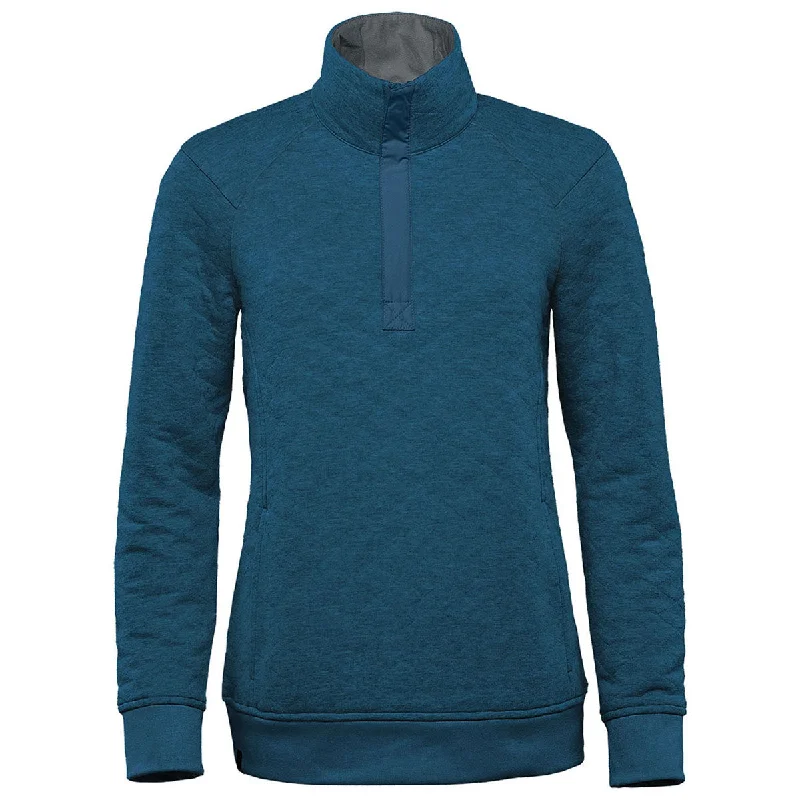Stormtech Women's Steel Blue Montebello Thermal 1/4 Zip Pullover Flutter Sleeve Feminine Stormtech Women's Steel Blue Montebello Thermal 1/4 Zip Pullover Flutter Sleeve Feminine