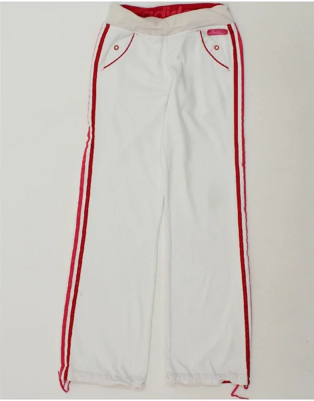ADIDAS Womens Graphic Tracksuit Trousers Joggers UK 8 Small  White Trousers Winter Warm