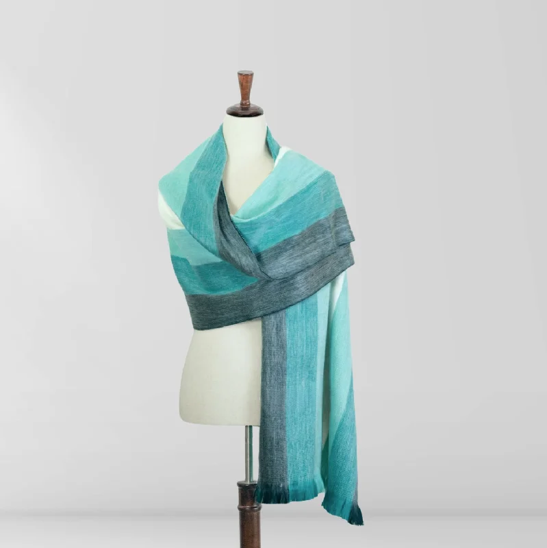 Aqua - Shawl - Aquamarine Wrap Elegant Velvet Shawl Cape