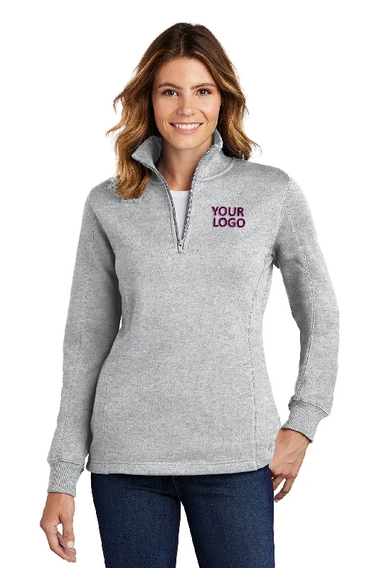 Sport-Tek Ladies Customized 1/4-Zip Sweatshirts, Athletic Heather Hoodie with Set-In Sleeves Structured Classic