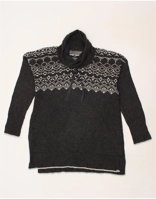 EDDIE BAUER Womens Roll Neck Jumper Sweater UK 16 Large Grey Fair Isle Knit Fabric Woven Fabric Fleece Fabric EDDIE BAUER Womens Roll Neck Jumper Sweater UK 16 Large Grey Fair Isle Knit Fabric Woven Fabric Fleece Fabric