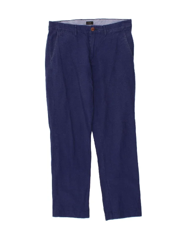 J. CREW Womens Slim Chino Trousers  W32 L30 Blue Cotton Trousers Palazzo Wide Leg