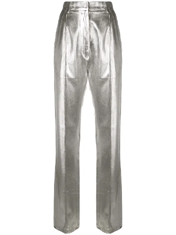 high-waisted metallic trousers Trousers Denim Distressed