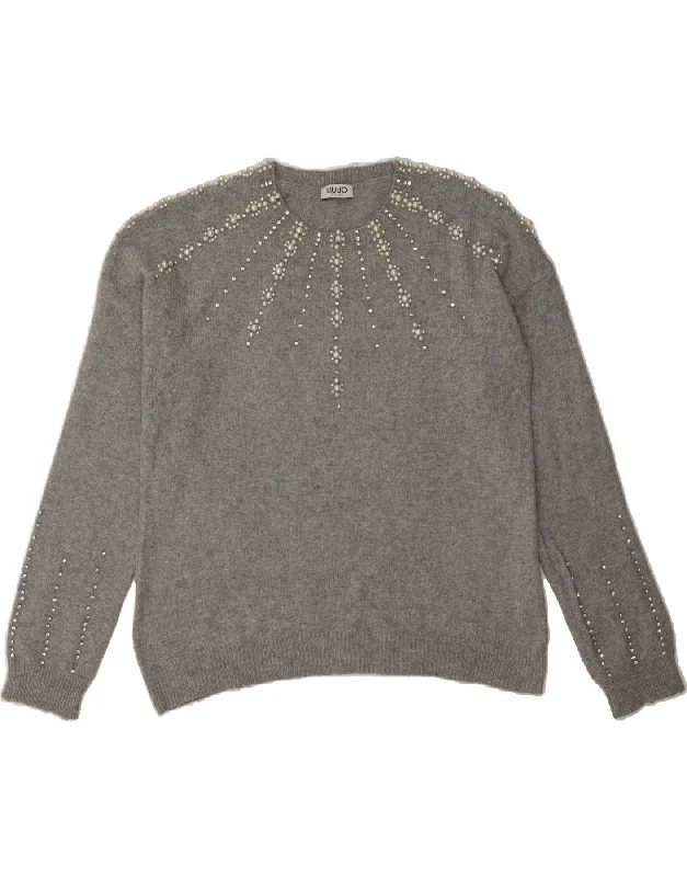 LIU JO Womens Crew Neck Jumper Sweater UK 16 Large Grey Viscose Toggled Drawstring Belted LIU JO Womens Crew Neck Jumper Sweater UK 16 Large Grey Viscose Toggled Drawstring Belted