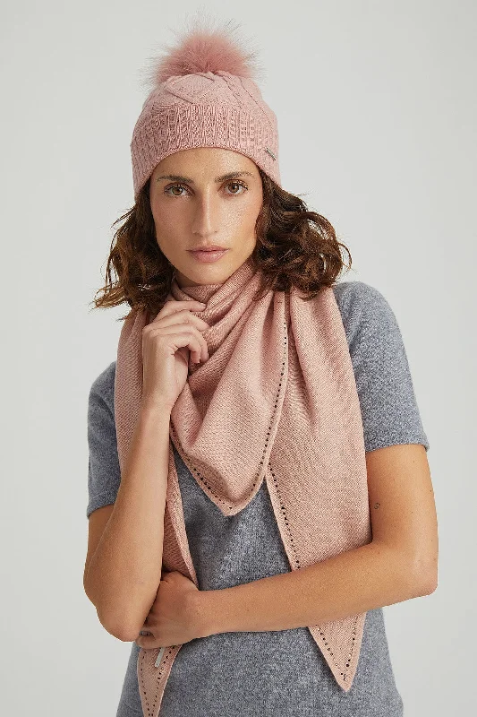 Dry Rose Cashmere Rhinestone Triangle Shawl 105x105x165 cm Stylish Long Shawl Wrap