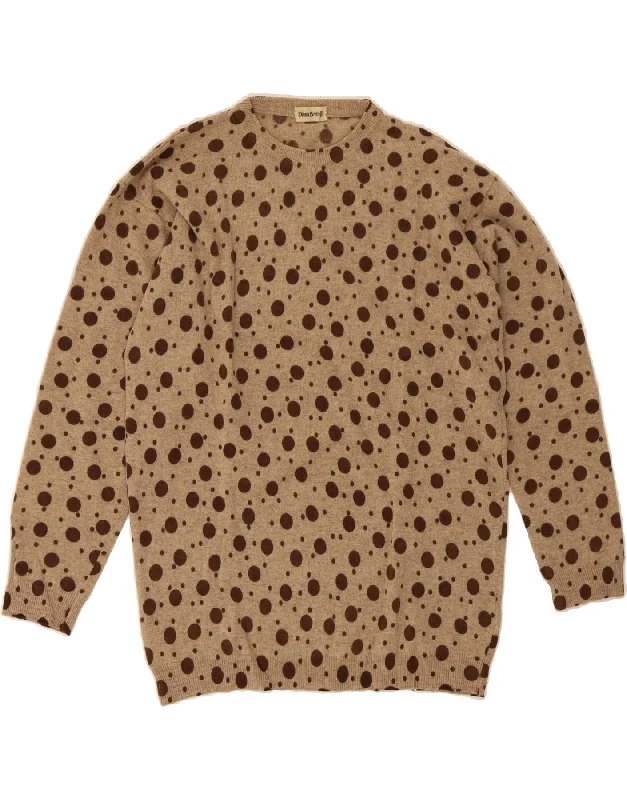 DIANA BENTALLS Womens Crew Neck Jumper Sweater IT 46 Large Beige Polka Dot Ribbed Striped Patterned DIANA BENTALLS Womens Crew Neck Jumper Sweater IT 46 Large Beige Polka Dot Ribbed Striped Patterned