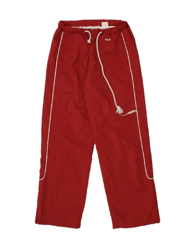 FILA Womens Tracksuit Trousers IT 44 Medium Red Polyester Trousers Flared Retro