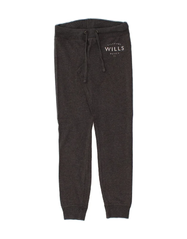 JACK WILLS Womens Graphic Tracksuit Trousers Joggers UK 8 Small Grey Trousers Spring Floral