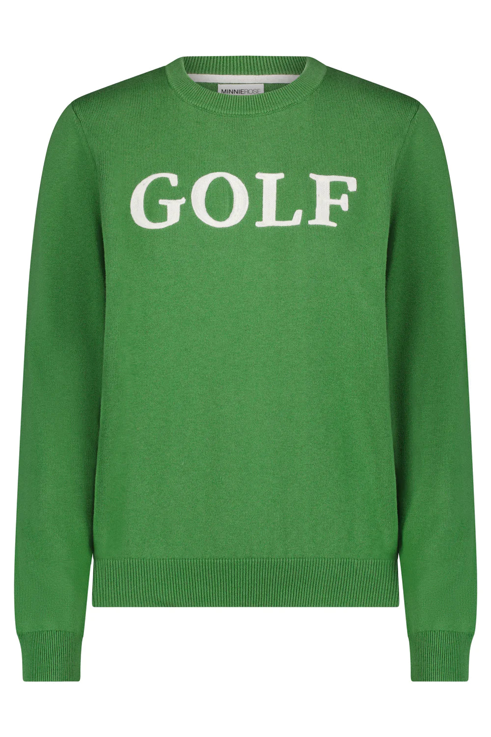 COTTON CASHMERE GOLF GREEN SWEATER Real Fur Shearling Chenille