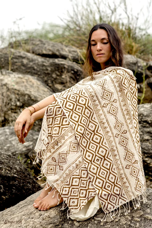 Ancient Waves Shawl ⫸⫸ Handwoven Wild Cotton Block Printed Shawl Elegant Velvet Shawl Wrap Ancient Waves Shawl ⫸⫸ Handwoven Wild Cotton Block Printed Shawl Elegant Velvet Shawl Wrap