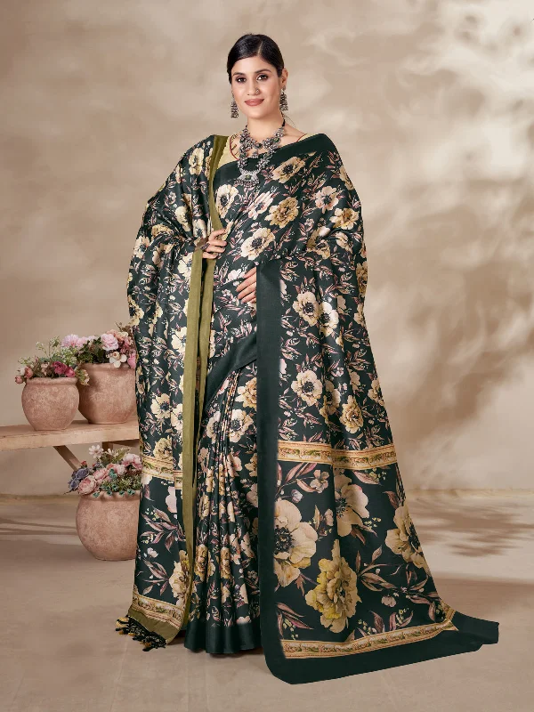 Sonakshi Women's Multicolor Digital Printed Pashmina Saree with Shawl Classic Lace Shawl Wrap