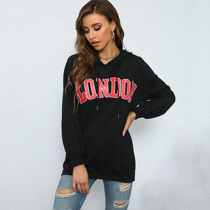 IKEARLAX popular autumn and winter new 2025 women's clothing hooded letter printing sweater New casual pullover hoodie Hoodie with Mock Neck Collared Structured IKEARLAX popular autumn and winter new 2025 women's clothing hooded letter printing sweater New casual pullover hoodie Hoodie with Mock Neck Collared Structured