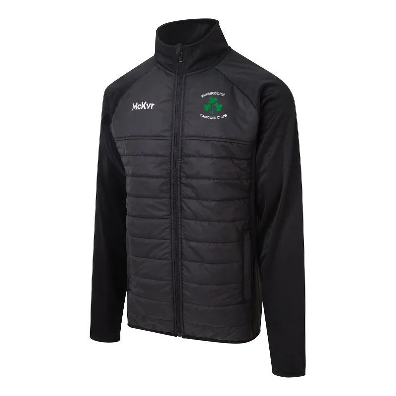 Mc Keever Shamrocks Camogie - Galway Core 22 Hybrid Jacket - Adult - Black Fleece Jacket Down Jacket Parka Mc Keever Shamrocks Camogie - Galway Core 22 Hybrid Jacket - Adult - Black Fleece Jacket Down Jacket Parka