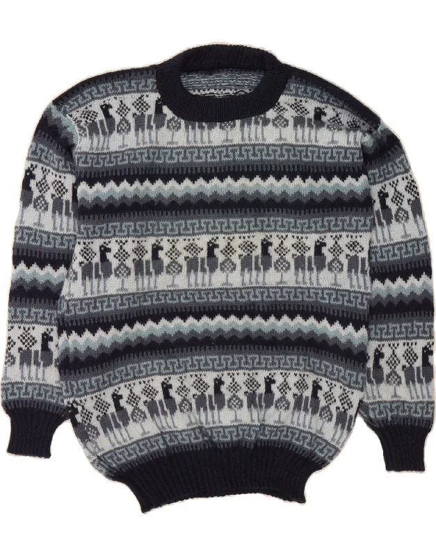VINTAGE Womens Crew Neck Jumper Sweater UK 16 Large Navy Blue Fair Isle Chenille Fabric Brocade Fabric Lace Fabric VINTAGE Womens Crew Neck Jumper Sweater UK 16 Large Navy Blue Fair Isle Chenille Fabric Brocade Fabric Lace Fabric