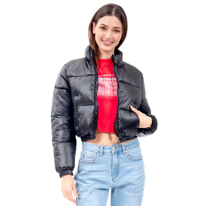 CHAMARRA PARA MUJER PADDING CROP JACKET FOREVER 21 Welt Pockets Slit Pockets Flap Pockets