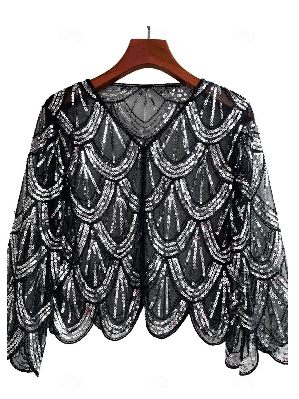1920s Coat Shawls Women's Sequins  Vintage Party Shawl Warm Cashmere Shawl Wrap