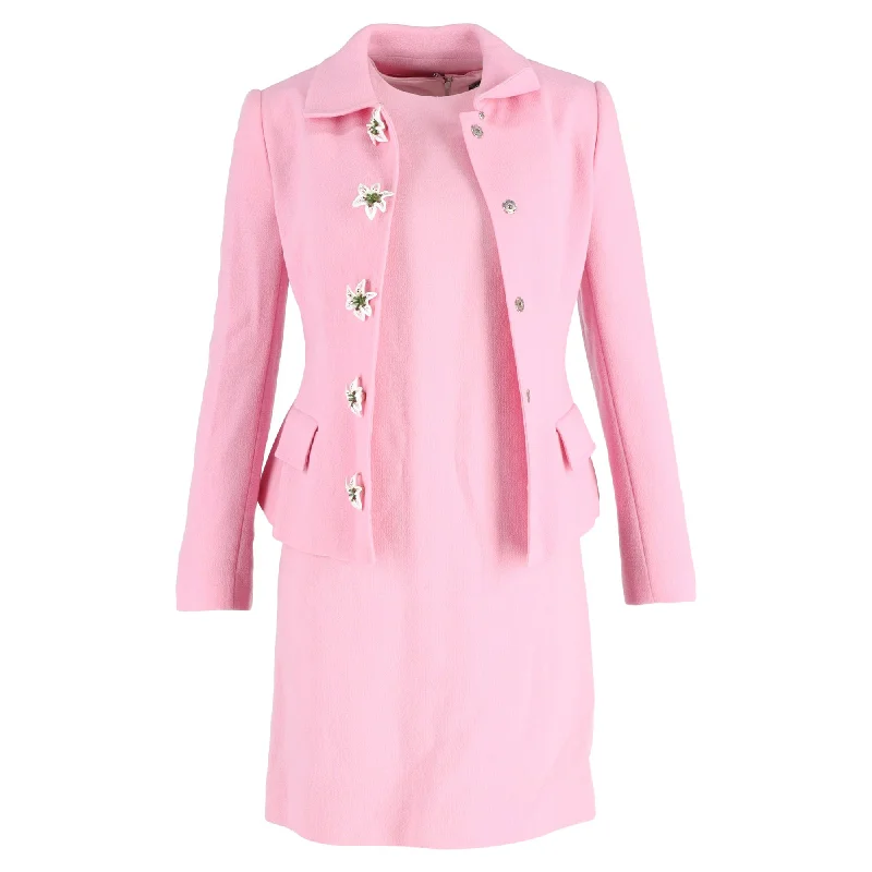 Dolce & Gabbana Single-Breasted Jacket With Shift Dress in Pink Wool Collared Jacket Crew Neck Jacket Turtle Neck Jacket Dolce & Gabbana Single-Breasted Jacket With Shift Dress in Pink Wool Collared Jacket Crew Neck Jacket Turtle Neck Jacket
