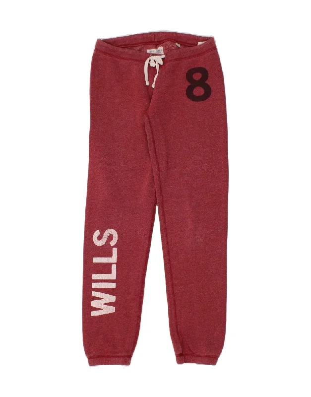 JACK WILLS Womens Graphic Tracksuit Trousers Joggers UK 6 XS Red Cotton Trousers Review Highly